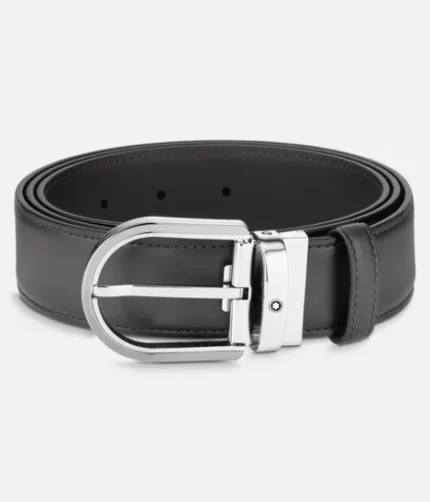 Horseshoe Buckle Grey Leather belt