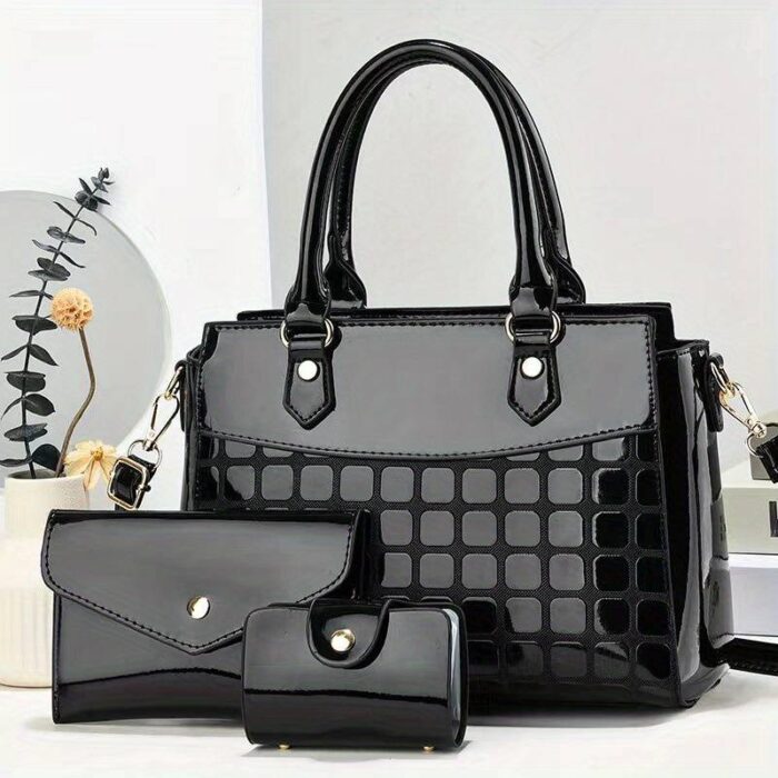 3pcs PU Bright Leather Bag Set ,Leather Bag Set