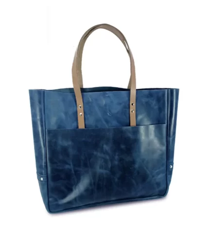 Navy Leather Carryall,Carryall