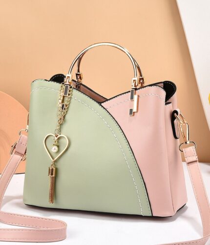 Fashionable Green Pink Leather Hand Bag ,Fashionable Green Pink Leather ,Green Pink Leather Hand Bag