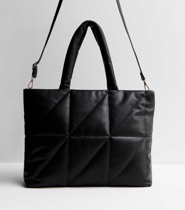 Leather-Look ,Diamond Puffer Tote Bag