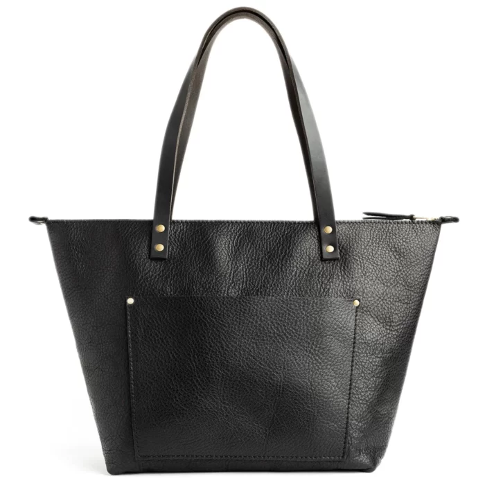 Pebbled Black Leather Tote Bag, ladies Pebbled Black bag, tote bags, Pebbled Black Leather Tote Zipper Bag