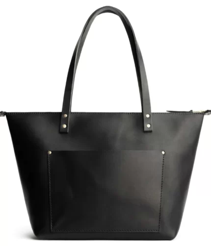 Black Leather Tote Bag, ladies Black bag, tote bags, Black Leather Tote Zipper Bag