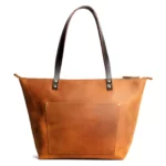 Tan Leather Tote Bag, ladies Tan bag, tote bags, Tan Leather Tote Zipper Bag