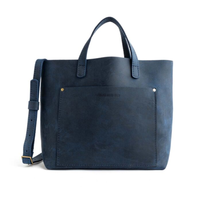 Crossbody Tote Bag In Blue, Crossbody Tote Bag, Blue Leather Tote Bag