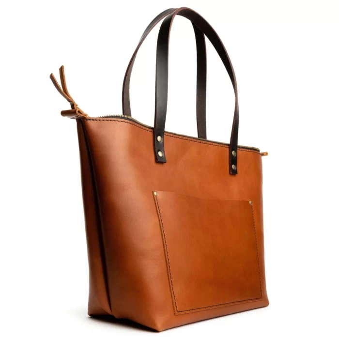 Brown Leather Tote Zipper Bag, Brown Leather Tote Bag.ladies brown bag. tote bags