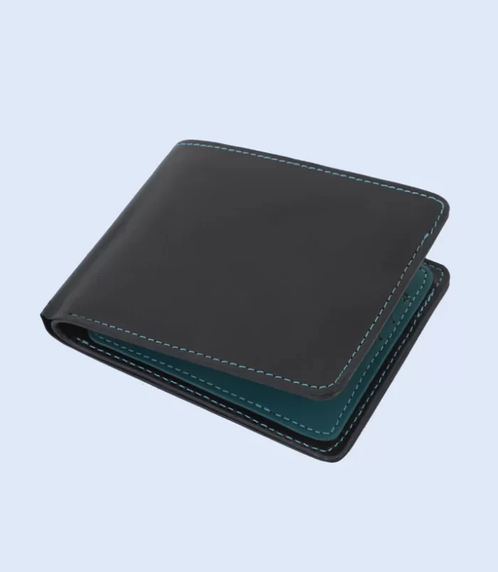 Black Blue Leather Wallet