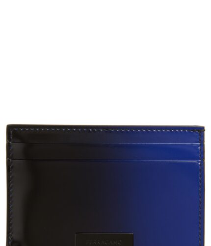 Black Blue Leather Card Case