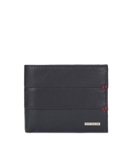 Men Navy Blue Textured Leather Wallet