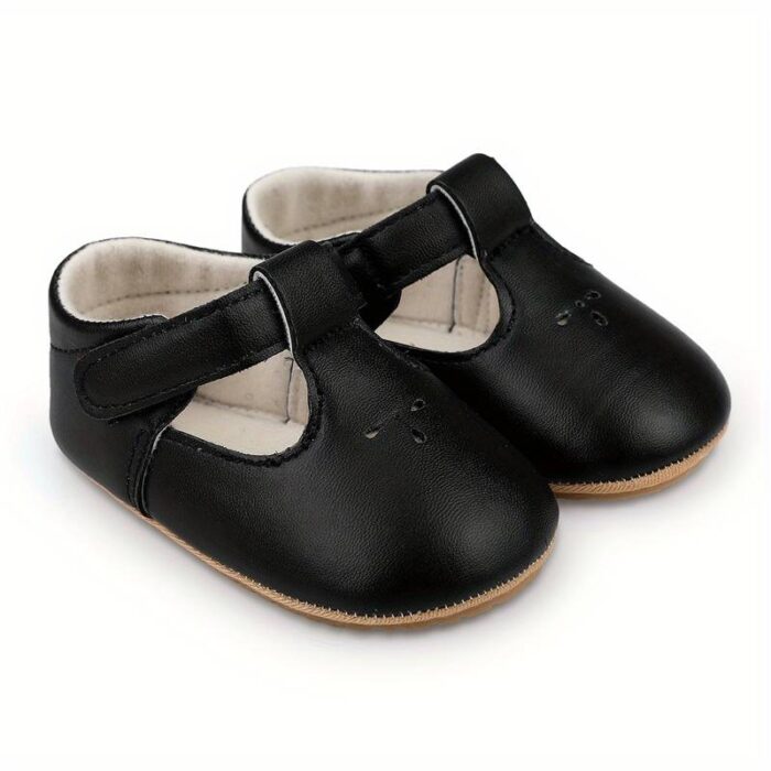 Baby Girls Leather Black Princess Shoes ,Black Princess Shoes