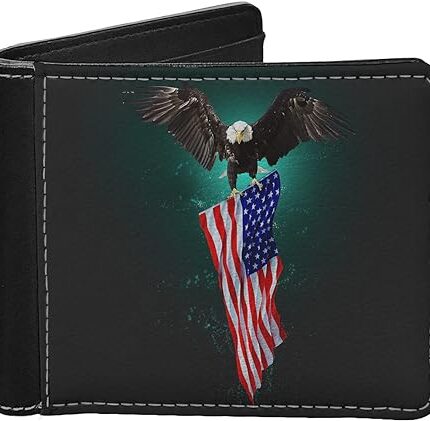 Eagle American Flag Print Men Leather Wallet ,Men Leather Wallet