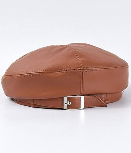 Brown Leather Beret for Women
