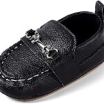 Newborn Boys Solid Black Leather Shoes ,Black Leather Shoes