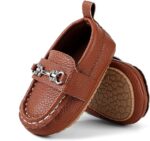 Newborn Boys Solid Brown Leather Shoes ,Brown Leather Shoes