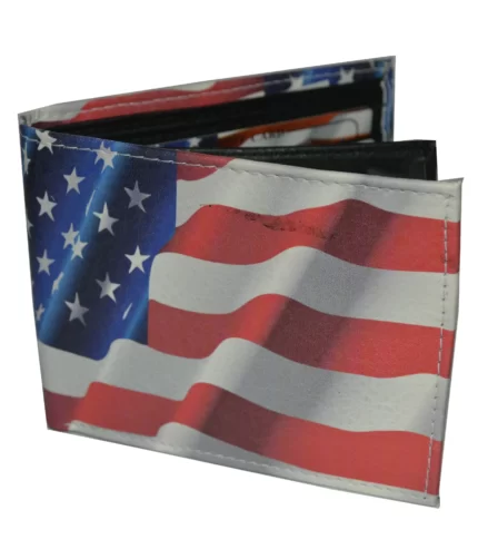 Men Bifold US Waving Flag Exotic Wallet