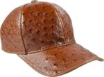 Genuine Ostrich Brown Leather Cap