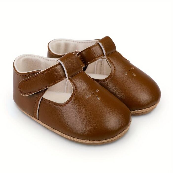 Baby Girls Leather Brown Princess Shoes , Brown Princess Shoes