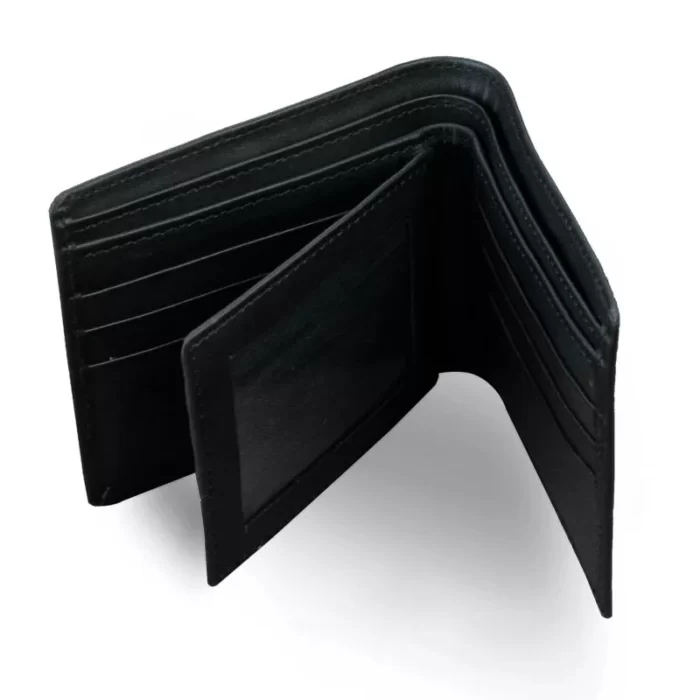 Cow Leather Wallet ,External Pocket Jet Black Cow Leather Wallet ,Pocket Jet ,Black Cow Leather