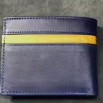 Bifold Blue with Yellow Contrast Leather Wallet ,Contrast Leather Wallet