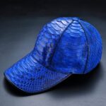 Snake Skin Print Blue Leather Cap