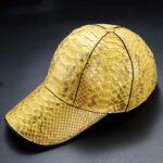 Gold Snake Skin Print Leather Cap