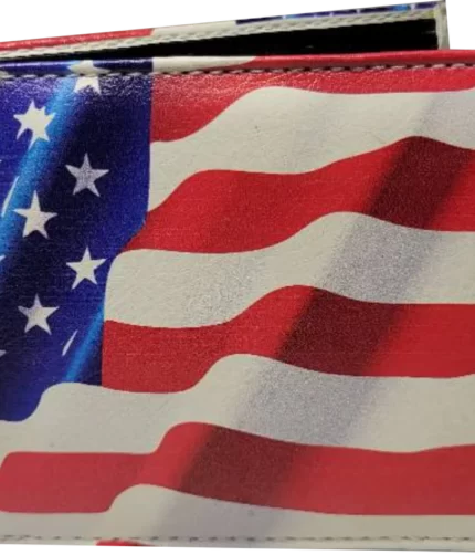 American Flag Bi-Fold Vegan Leather Wallet ,Vegan Leather Wallet