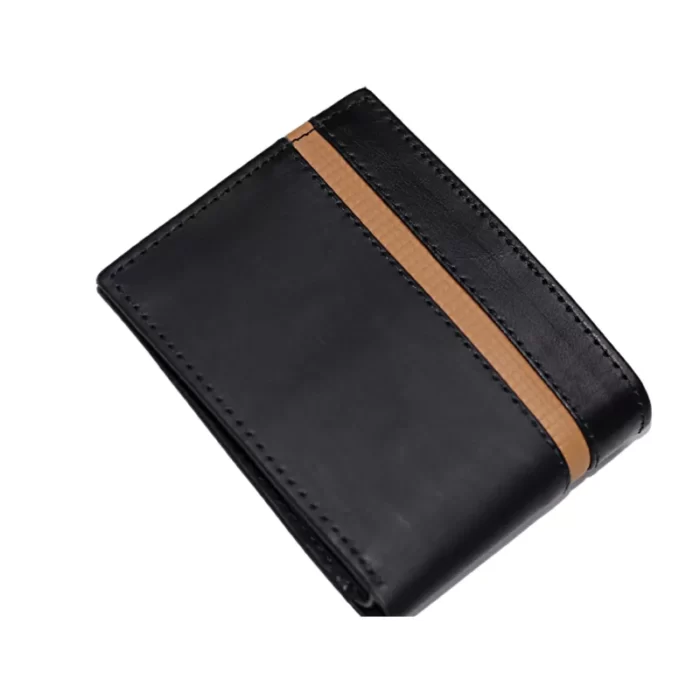 Luxury – Black with Brown strip ,Black bifold wallet