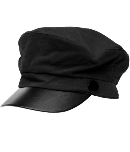 Plain Black Leather Caps