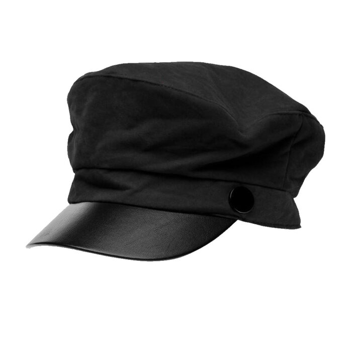 Plain Black Leather Caps