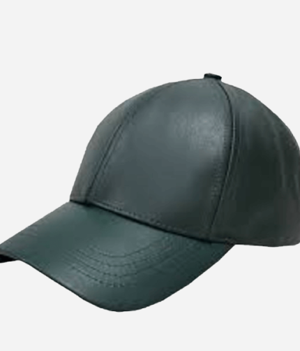Grey Leather Baseball Cap