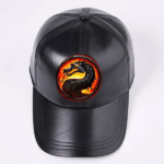 Dragon Black Leather Baseball Cap