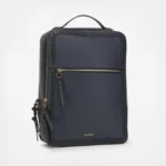 Blue Leather Laptop Backpack