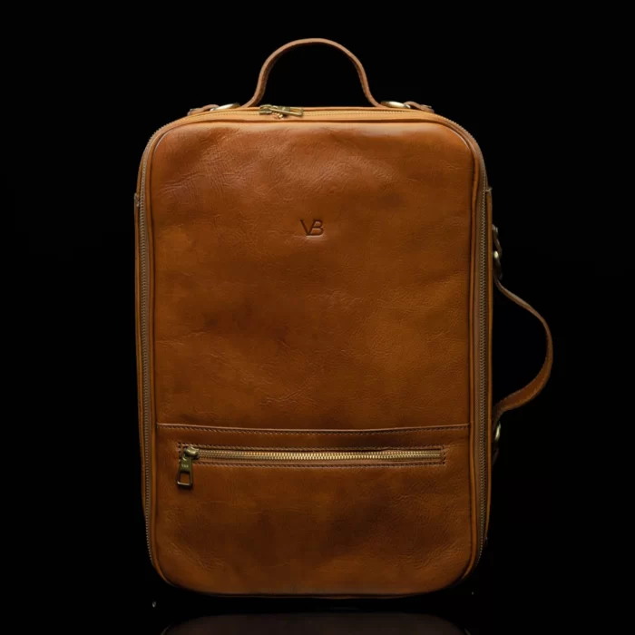 TAN WOMEN LEATHER LAPTOP TRAVEL BAG