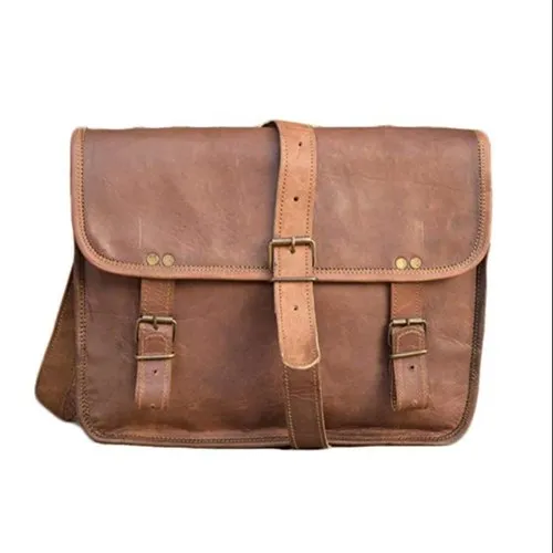 Solid Leather Laptop Messenger Bag