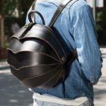 UNIQUE ROUND BLACK LEATHER BACKPACK