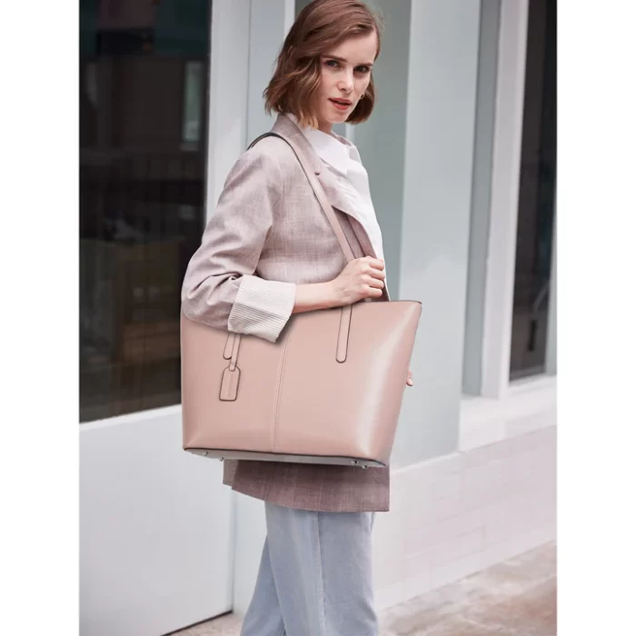 Women Pink Handbag Genuine Leather