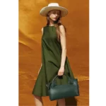Green Handbag Genuine Leather Tote Bag