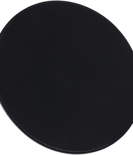 Leather Black Round Desk Pad
