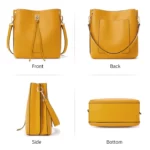 Yellow Leather Medium Bucket Bag