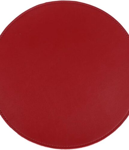 Leather Red Round Desk Pad