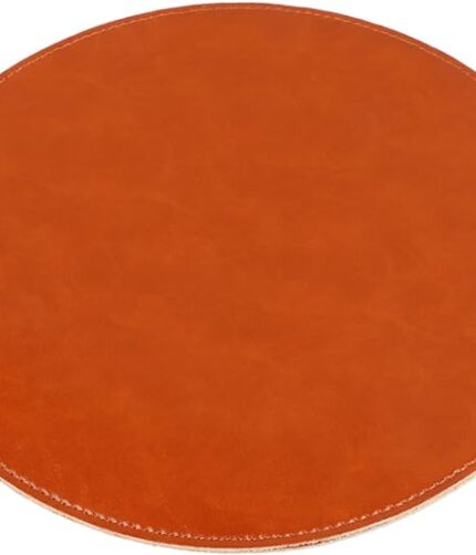 Leather Brown Round Desk Pad