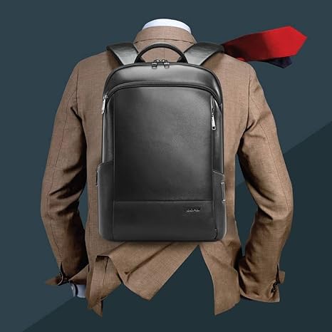 Slim Genuine Leather Laptop Backpack