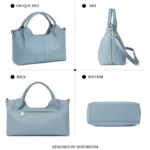 Blue Handbag Genuine Leather Tote Bag