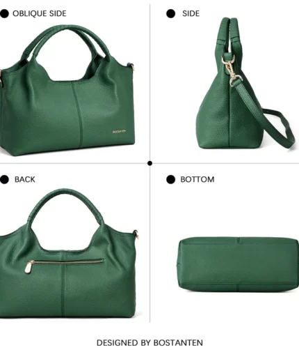 Green Handbag Genuine Leather Tote Bag