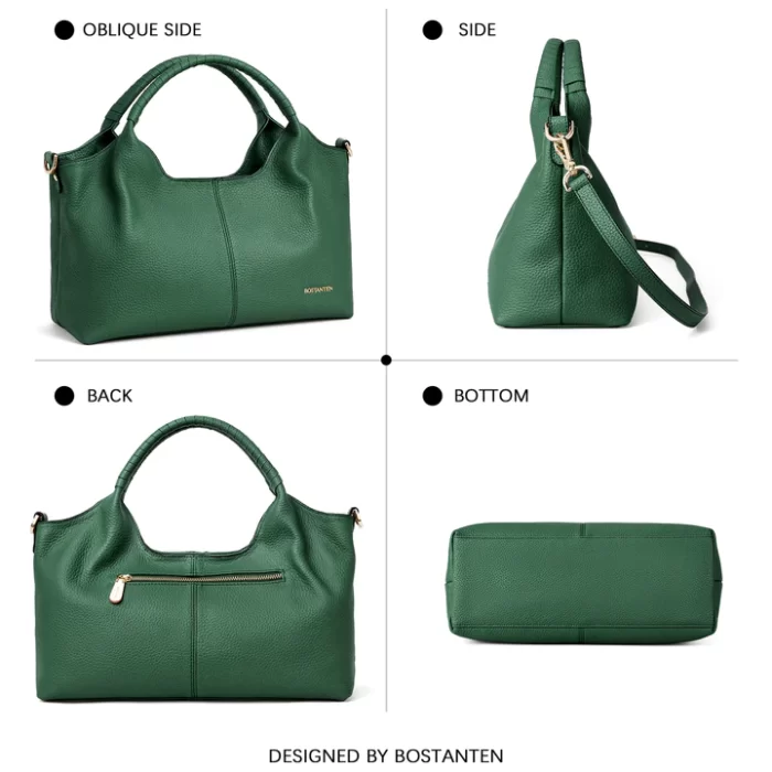 Green Handbag Genuine Leather Tote Bag