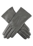 Three Point Grey Leather Gloves