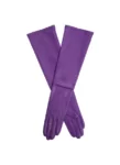 Long Above Elbow Purple Leather Gloves