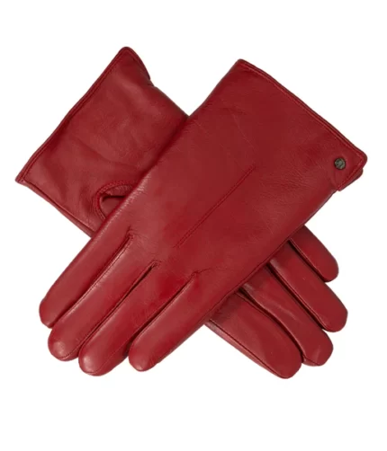 Touchscreen Red Leather Gloves