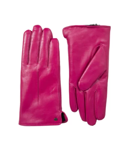Touchscreen Pink Leather Gloves