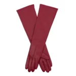 Long Above Elbow Wine Leather Gloves
